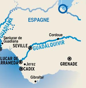 L'Espagne  et le Portugal - le Guadiana,le Guadalquivir et la Baie de Cadix 
